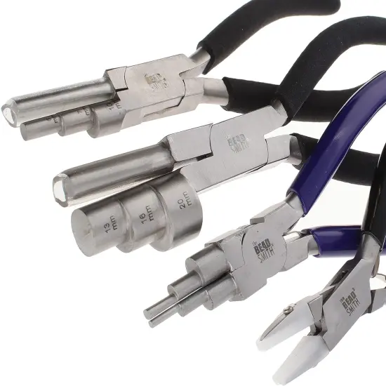 The Beadsmith Wire Working Combo &ndash; 3 Different Wire Wrapping Bending Pliers and Double Nylon Jaw Chain Nose Pliers &ndash; Use to Create Loops, Jump Rings & Protect Wire While Jewelry Making &ndash; 4 Piece Set {2}