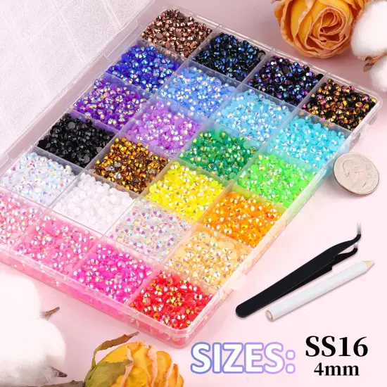 12600Pcs 4mm Jelly Resin Rhinestones with Glue - Multicolored {2}