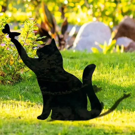 Metal Cat Stake Garden Decor, Yard Decoration Art for Lawn {3}