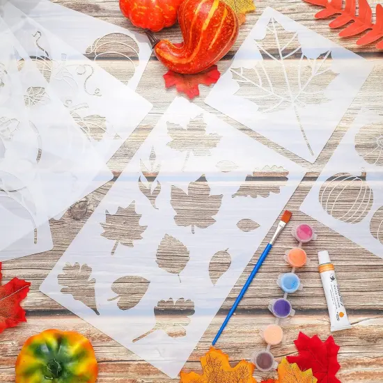 10 Pieces Fall Stencils Thanksgiving Painting Autumn Leaf Maple Leaf Pumpkin 2 Sizes {6}
