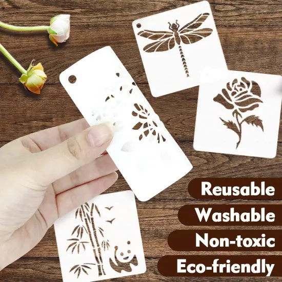 60 Pcs Flower Painting Stencils Reusable Flower Stencils - 3x3 Inch {2}