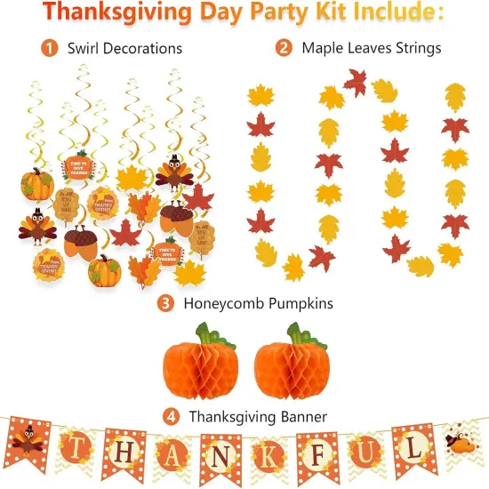40PCS Thanksgiving Decorations - Pre-Assembled Banner & Garland {5}