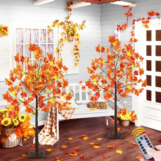 Fall Decor 2 Pack 4 Ft Prelit Lighted Fall Maple {4}