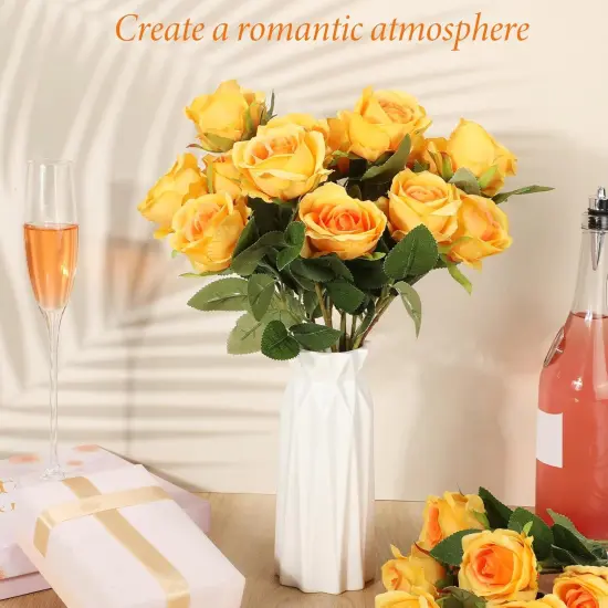20 Pcs Artificial Rose Flowers with Long Stem,Real Touch Silk Realistic Plastic Bouquet Roses Bulk for Home Decor Bridal Wedding {2}