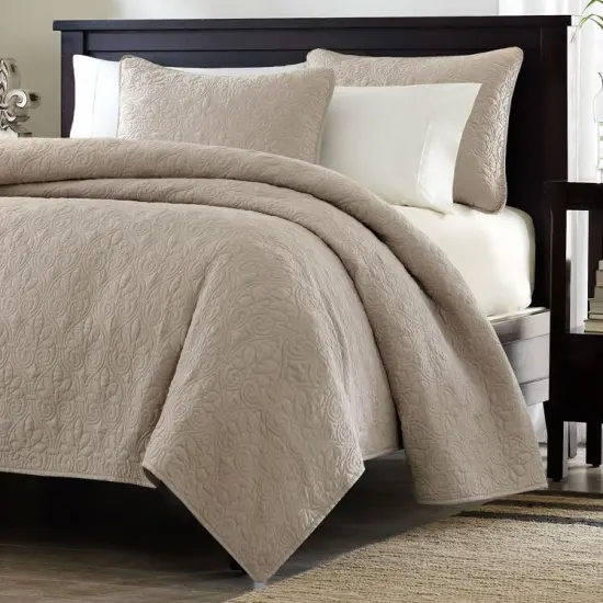 Reversible Quilted Coverlet Set with Shams Soft Cotton Microsuede Fabric {5}