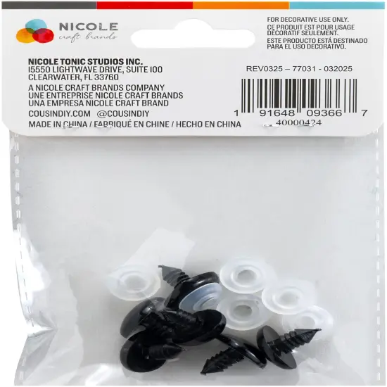 CousinDIY Shank Back Animal Noses 18mm 6/Pkg-Black {2}