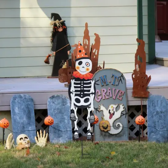 Halloween Decorations Outdoor, Metal Skull Decorative Garden Stakes {3}