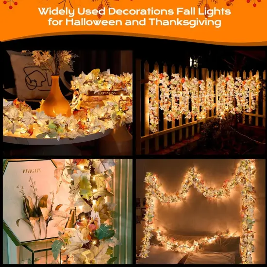 9FT Plug in Fall Garland with Lights - Warm Light {5}