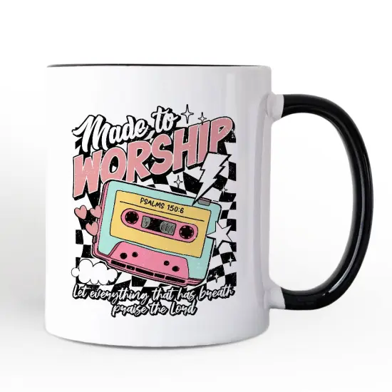 Made to Worship Christian Retro Mug, Psalm 150:6 Bible Verse Gift {5}