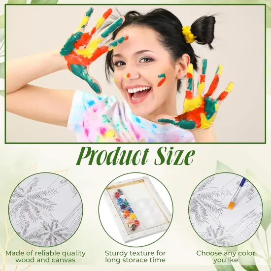 8 x 10 Inch Pre Drawn Canvas Painting with Easel Kits(Landscape) {3}