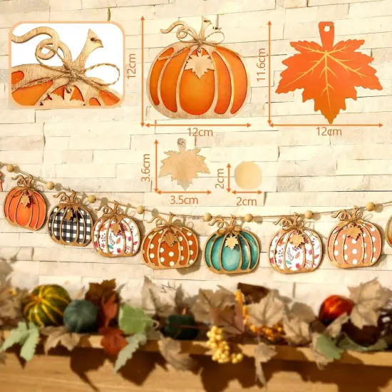 Fall Wooden Pumpkin Banner - 8.2Ft {2}
