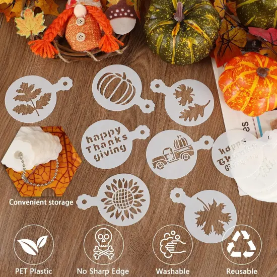 36 Pieces Thanksgiving Stencils Fall Reusable Cookie Cake Stencils {2}