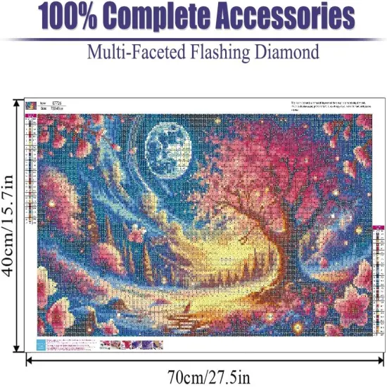 DIY Moon and Tree Theme Diamond Painting Kit 27.5 X 15.7inch {2}