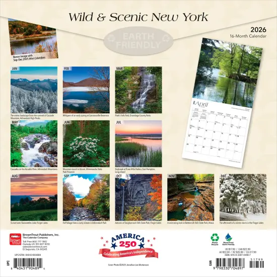 New York Wild & Scenic | 2026 12 x 24 Inch (Hanging) Monthly Square Wall Calendar | Plastic-Free {2}