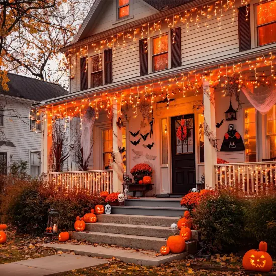 38.8 FT 400 LED Orange Halloween Lights Outdoor {5}
