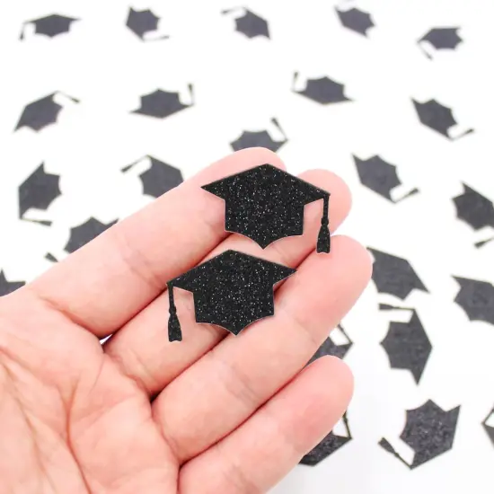 200PC Black Grad Cap Graduation Confetti for Table Glitter {2}