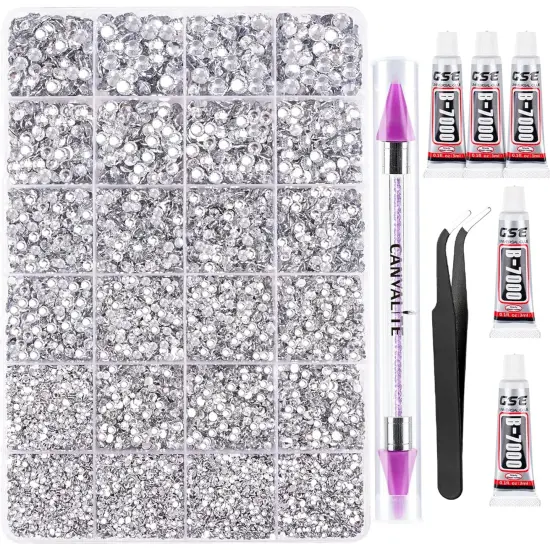 25000Pcs Resin Jelly Flatback Rhinestones with Glue and Tools - Clear {1}