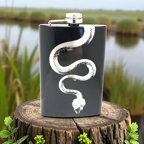 8oz Snake Black Flask {3}