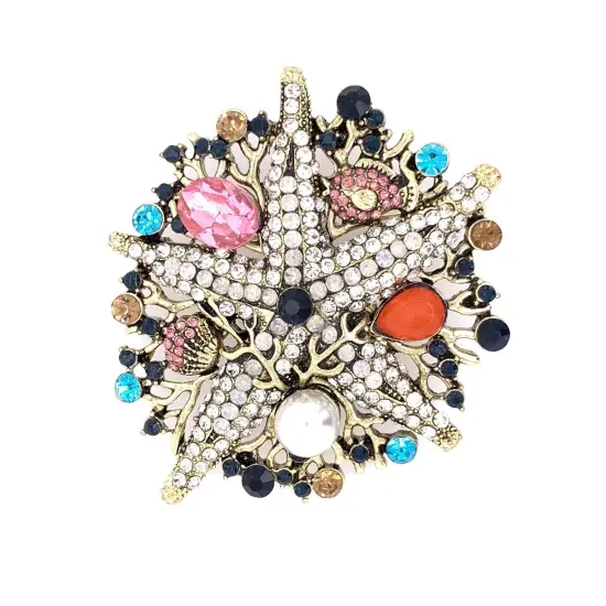 Starfish in Coral Cluster Brooch {5}