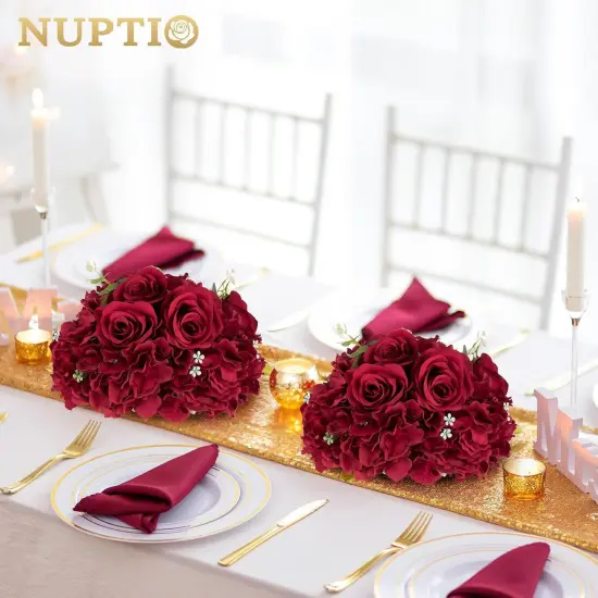 2 Pcs 11.8 inch Diameter Artificial Flower Ball Arrangement Bouquet Centerpiece {2}