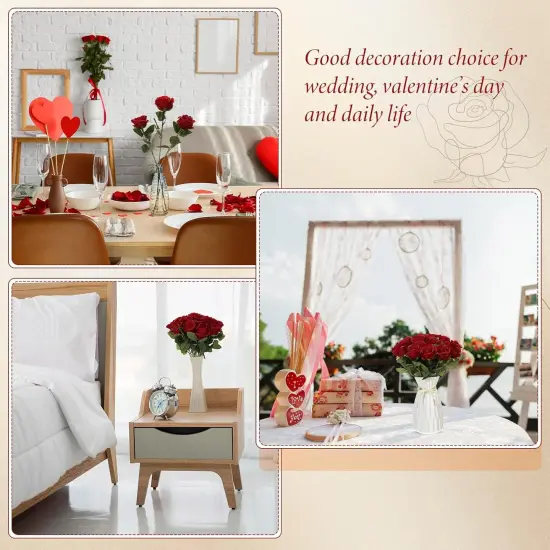 Real Touch Silk Realistic Plastic Bouquet Roses Bulk for Home Decor Bridal Wedding Party Table {6}