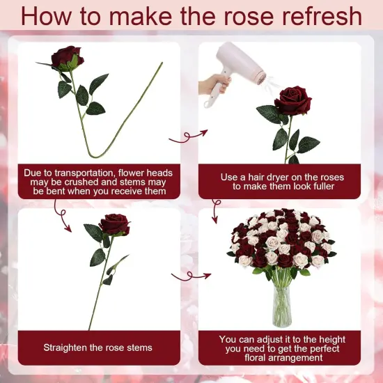 45 Pcs Rose Artificial Flowers Bouquet Floral {4}