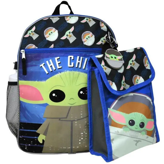 Star Wars The Mandalorian Grogu Baby Yoda 16" Backpack 5-Piece Set {3}