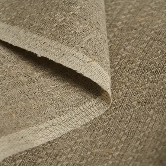 1 Yard Pure Linen Natural Hexagon Jacquard Fabric 60" Width {1}