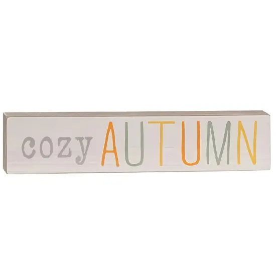 Wood Block Sign Fall Tabletop Decor Autumnal Multi Color Font Hello Pumpkin {2}