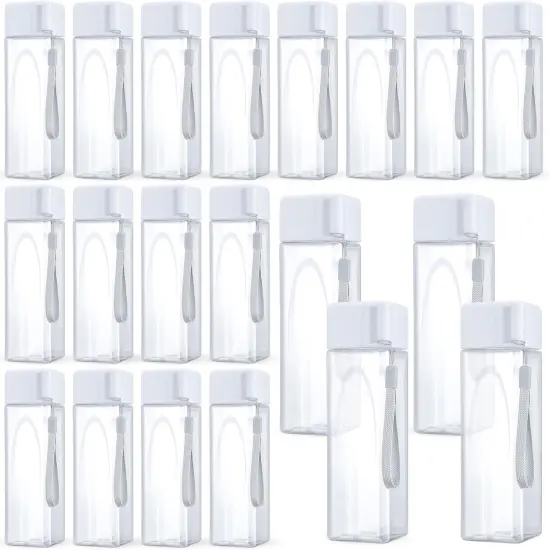 20 Pieces Plastic Water Bottles Bulk(White,Rectangle) {1}