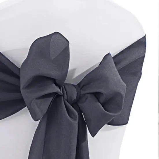 10 Pieces Pewter or Charcoal Polyester Chair Sashes, Sleek Wrinkle Free Event Styling 8"x108" {3}