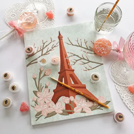 Eiffel Tower with Cherry Blossoms | 8x10 paint-by-number kit {5}