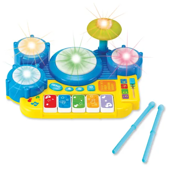 Collections Etc Boppin' Beats Colorful Drum Set and 5-Note Keyboard Toy {1}
