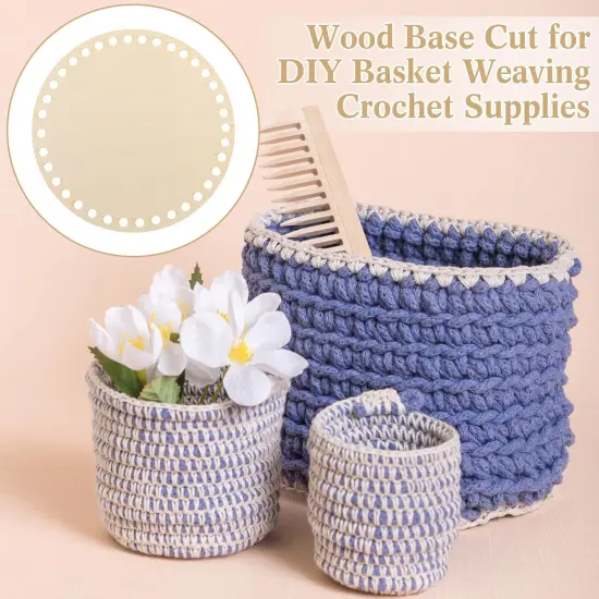 2 Pcs Wooden Basket Bottom Crochet Basket {5}