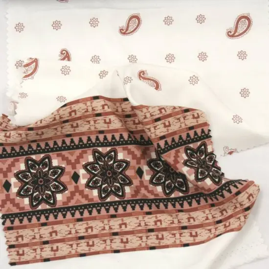 1 Yard Rayon Poplin Print Off White And Pink Smooth Finish Fabric For Apparel 54/55 Inches Width {3}