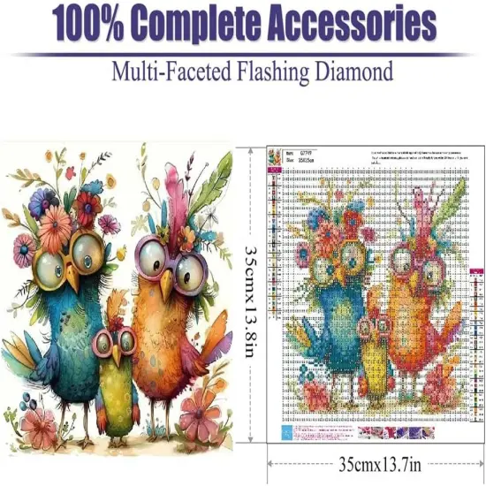Chickens Diamond Painting Kits for Adults, DIY Flowers Diamond Art Kits for Beginners,5D Diamond Art Kits Round Full Drill Diamond Painting for Home Wall Decor Present 14&times;14inch {2}