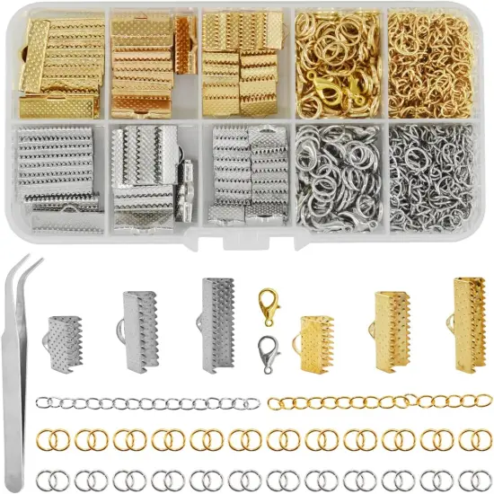 373Pcs Ribbon Bracelet Kit for Jewelry Making Ribbon(Gold and Silver) {1}