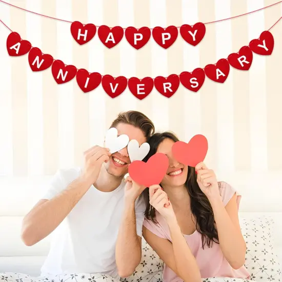 Pre-Strung Happy Anniversary Banner - No DIY Felt Wedding Anniversary {5}