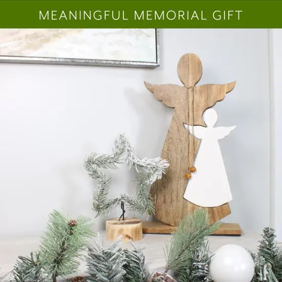 Wood Enamel Nesting Angel Statue Farmhouse Christmas Figurine {3}