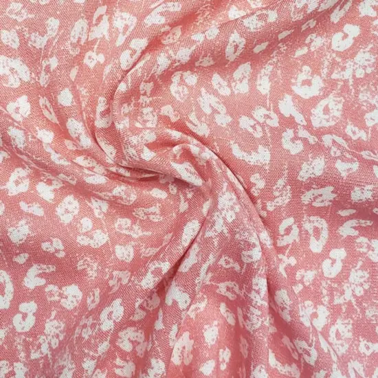 1 Yard Coral Pink Rayon Slub Fabric 55/56" Wide Soft & Breathable Summer Apparel Fabric {1}