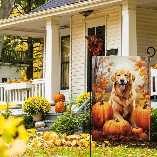 Fall Garden Yard Flag 12x18inch(Fall-Golden Retriever) {1}