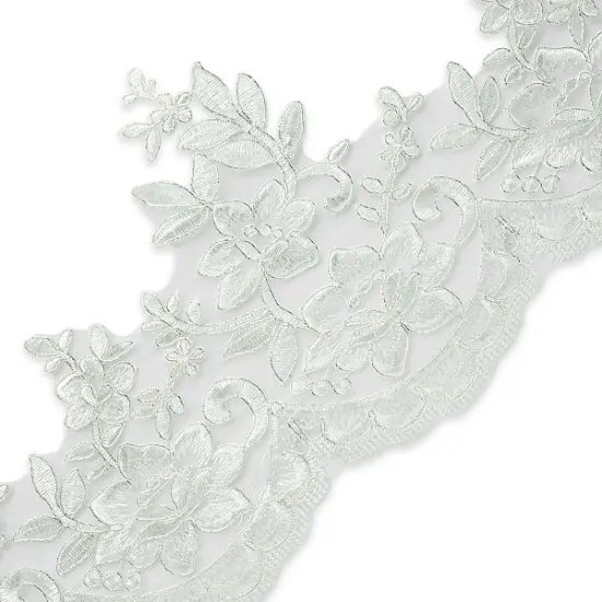 5 yards of Brenda 7 1/2" Polyester Embroidered Lace Trim | 5 yard cut Natural {1}