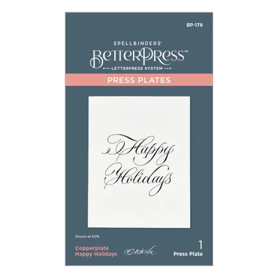 Spellbinders BetterPress Press Plate By Paul Antonio-Copperplate Happy Holidays {1}