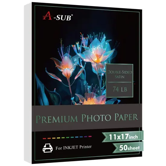 A-SUB Premium 74lb Double-Sided Satin Photo Paper 8.5x11, 11x17 Inkjet {1}