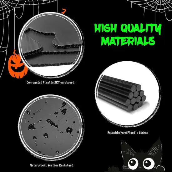 6 PCS Halloween Black Cat Yard Signs with Glow in Dark Eyes {3}