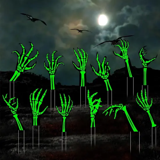 12 Pack Halloween Yard Signs with Stakes Glow in The Dark, 12 Styles {1}