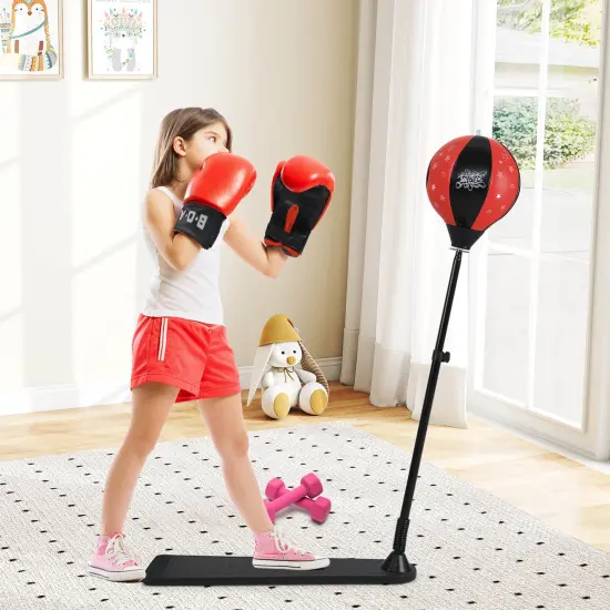 Costway Punching Bag for Kids with Gloves and Adjustable Height for Boys and Girls {5}