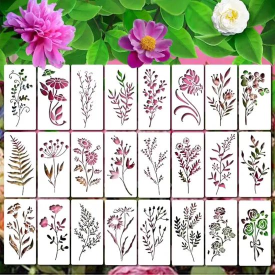 24 Pieces Wildflower Stencils {1}
