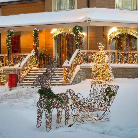 Warm White LED Reindeer with Sleigh, Sparkling Outdoor Christmas Decor {2}