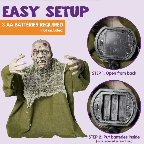 Halloween Animated Zombie Groundbreaker Outdoor Decor with Light Up Eyes {4}